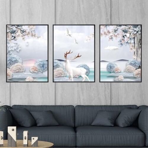 Vinsonloud Home Decoration Wall Art Canvas Poster and Print Canvas Painting Decorative Pictures Aesthetical Elk Wonderland