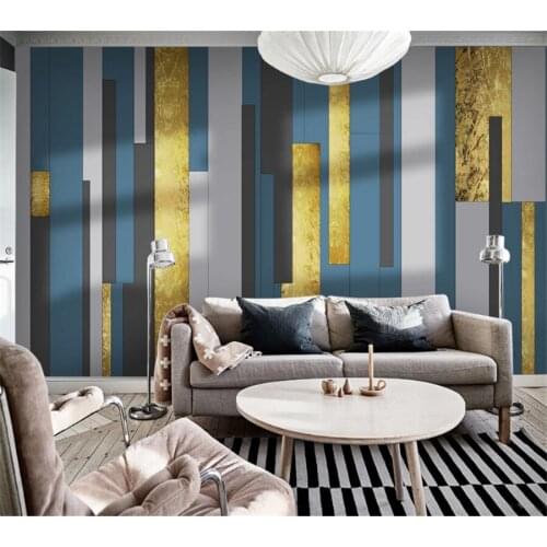 Wellyu Custom wallpaper 3d modern minimalist geometric golden line stitching pattern background living room background wallpaper