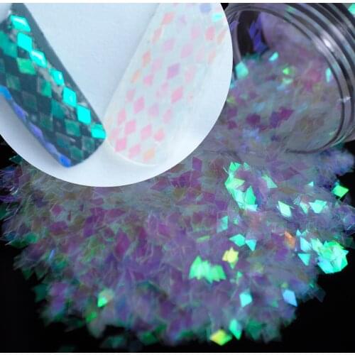 Candy Color Baby Purple White Iridescent Dazzling Rhombus Sheet 3D Nails Toes Tips Glitter Paillette Diamondoid Shape C03