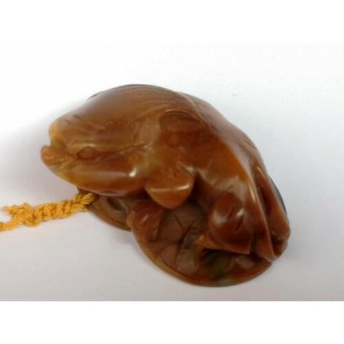 YIZHU CULTUER ART 100% Natural Hand-carved Chinese Jade Necklace Pendant Auspicious Jin Chan Trinket Gift