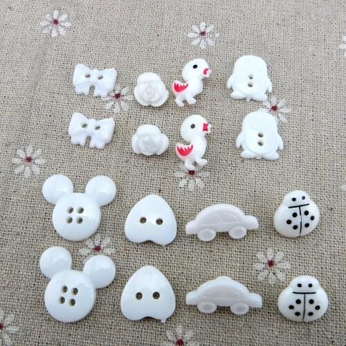 100PCS White Car Button Fits Animal Dyed Plastic Flower Buttons Coat Boots Sewing Clothes Accessory P-282