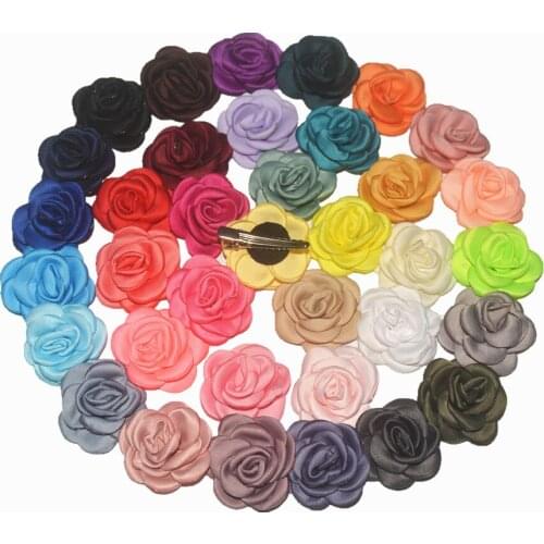 100PC Burned flower Newborn Vintage Soft Artificial Fabric Flowers With Clips Girls Accessories