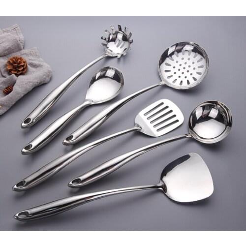 304 Stainless Steel Kitchenware Long Handle Spatula Rice Soup Spoon Thickening Insulation Home Kitchen Supplies Cooking