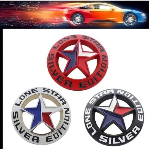 3D Premium LONE STAR SILVER EDITION for car Hood Fender trunk Rear Bonnet Nameplate Decal Emblem Badge Sticker