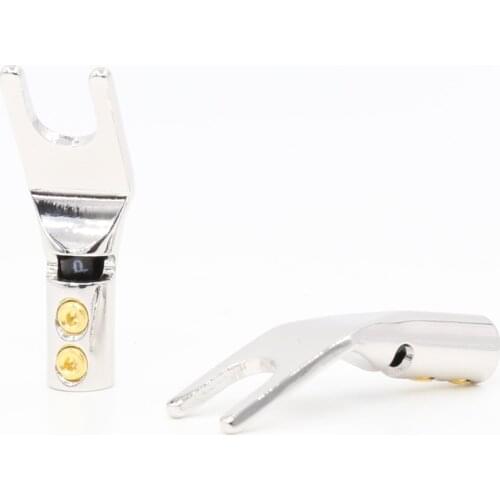 4Pcs moonsaudio 99.998% pure Copper Rhodium Plated Speaker Cable Spade Terminal Y Connector Plug