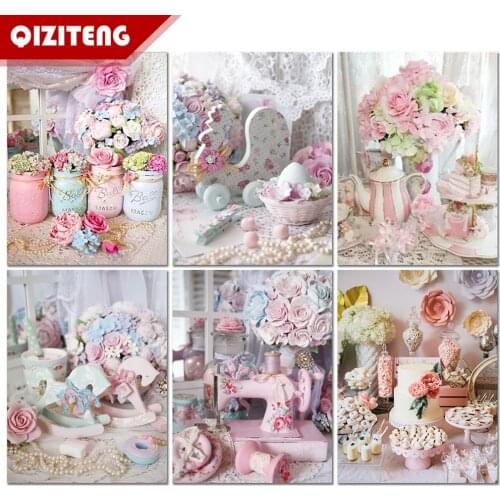 5D Diamond Painting Flower Cross Stitch Pink Decoration Girl Mosaic Embroidery Rhinestone Picture Home Decoration Craft Kit