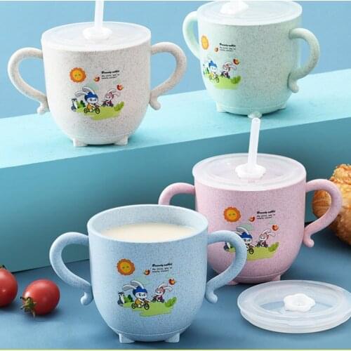 Water Cups Training Feeding Solid Drinking Straw Cups for Kids with Silicone Sippy Leakproof Cup Learning Bottle