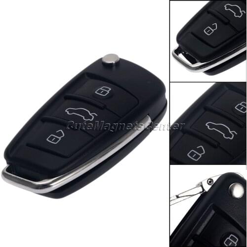 3 Buttons Folding Flip Remote Key Fob Shell Case Cover for Audi A2 A3 A4 A6 A6L A8 TT Q7 A4L 2006-2013 S6 2010 Replacement