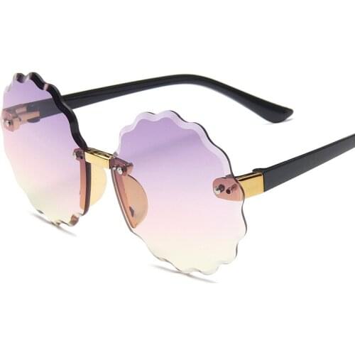 Elbru Circular Flower Shape Frame Children Sunglasses Fashion Gradient Color Outdoors Sunshade Sunscreen Childrens Sunglasses