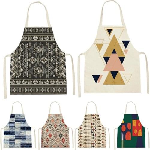 1Pcs Geometric Simple Pattern Apron Printing Men And Women Cleaning Tools Household Cooking Household Kitchen Supplies Waist Bib