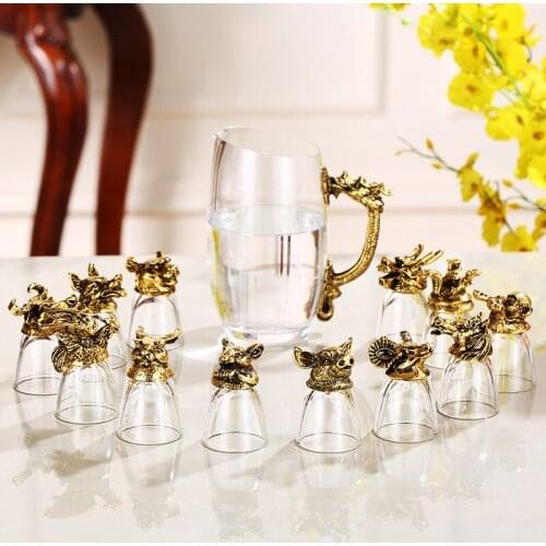 Best Selling 12-zodiac wine cup distributor set crystal liquor cup creative gift spirits cup business gift