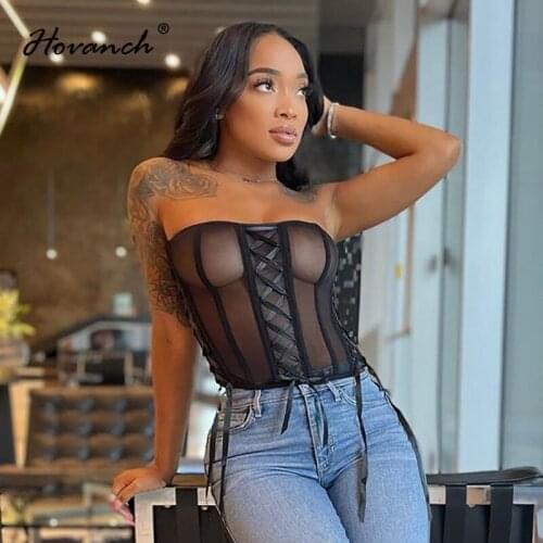 Hovanch Women's Transparent Tank Tops