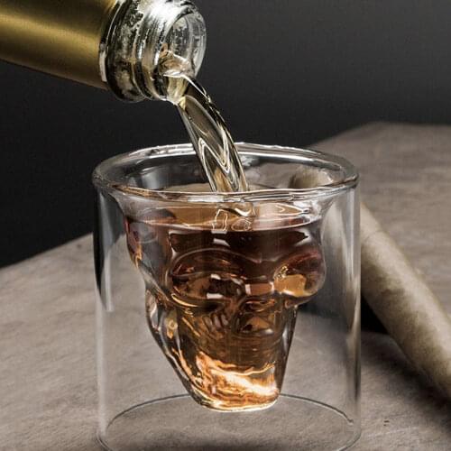 Coffee Mug Double-Layered Transparent Crystal Skull Head Glass Cup For Household Whiskey Wine Vodka Bar Club Beer