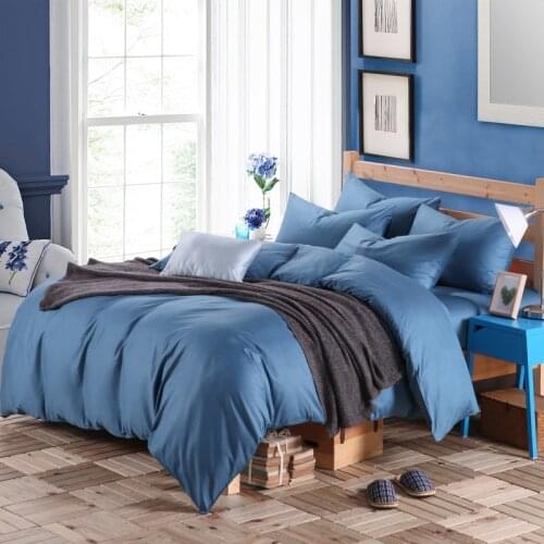 Blue Grey 100%Cotton Bed Sheet Set Duvet Cover Twin Queen/King Size Bedding Sets Adults Kids Fitted Bed De Lit Set Linge Sheet