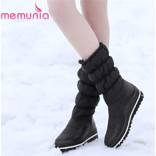 MEMUNIA 2020 new genuine leather snow boots woman flat platform shoes thick fur Waterproof non-slip warm winter boots female
