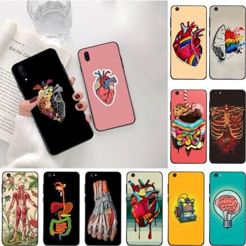Cartoon human organ heart Painted Phone Case For Vivo Y91c Y17 Y51 Y67 Y55 Y7s Y81S Y19 V17 vivos5
