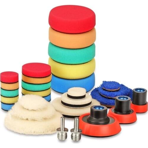 29Pcs Car Polishing Buffing Waxing Pad Kit with M14 Thread Back Plate Adapter Adapter Power Tool Auto Polijstmachine