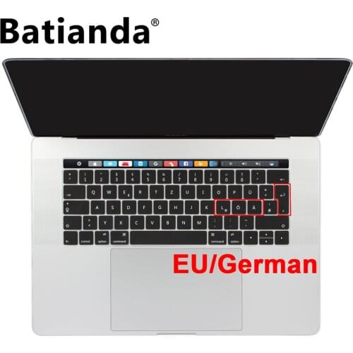 Euro/UK German Italian Keyboard Cover Stickers for New MacBook Pro Retina 13 13.3 15 inch Touch Bar Silicone Protector Black