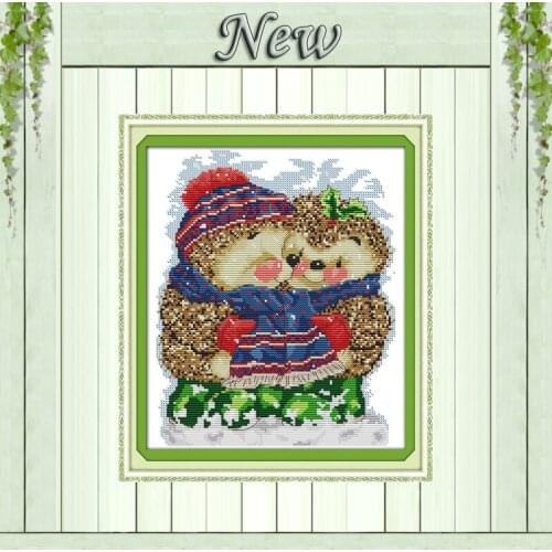The sharing scarf hedgehogs paintings counted print on canvas DMC 14CT 11CT Chinese Cross Stitch Needlework Sets Embroidery kits