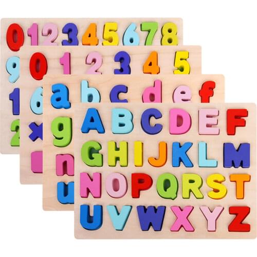 ABC Puzzle Digital Wooden Toys Early Learning Jigsaw Letter Alphabet Number Puzzle Preschool Educational Baby Toys for Children