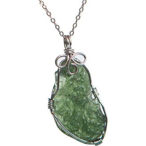 Genuine Natural Dark Green Moldavite Stone Women Healing Crystal Irregular Shape Fashion Pendant 34*19*9mm
