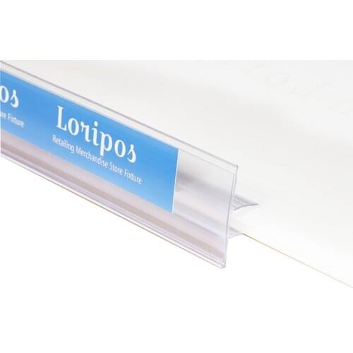 POP middle clamp green transparent shelf talker ticket clip data strip glass wood clip shelf price talker label holder channel