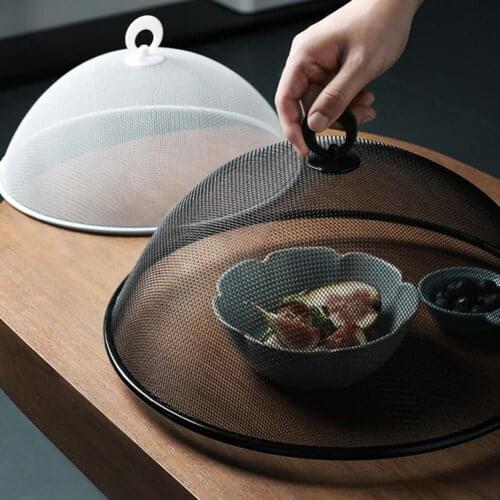 2 Colors Practical Table Mesh Cage Round Food Cover with Ring Handle Kitchen Accessories