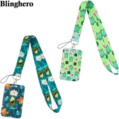 CB492 Cute Frog Neck Strap Lanyards Keychain Holder ID Badge Case Clear Bank Credit Card Badge Holder School Student Office
