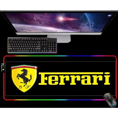 RGB Ferrari 90X30 Mouse Pad XXL Mousepad Keyboard Mat LED Mause Pad Rubber No-slip with Backlit Tapis De Souris 25X35 Mouse Mat