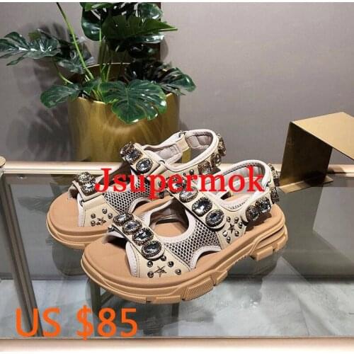 Brand Designer Women Round Toe Sandals Breathable mesh Flat Platform Metal decoration High Quality Fashion wild Sandal