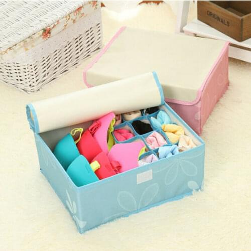 Closet Foldable Organizer Drawer Storage Box Case For Bra Ties Underwear Socks Travel Bags Drawer Organizers