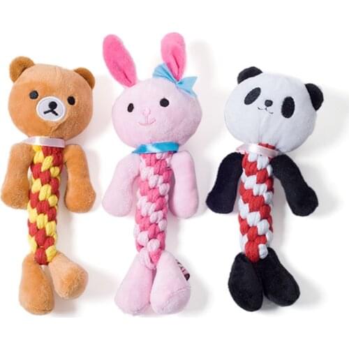 Dog Pet Puppy Plush Dog Toys Bite Resistant Cute Animal Designs Teeth Chew Squeaker Sound Rope Toys for Small Dogs Pets Supplies