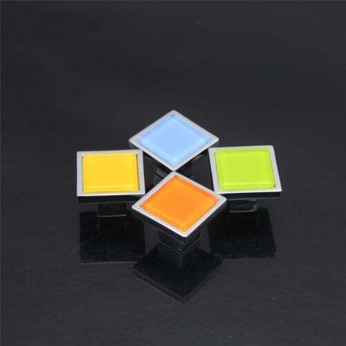 Modern 31mm Square Design Crystal Glass Knobs Cupboard Drawer Pull Kitchen Cabinet Door Wardrobe Handles Hardware Accessories