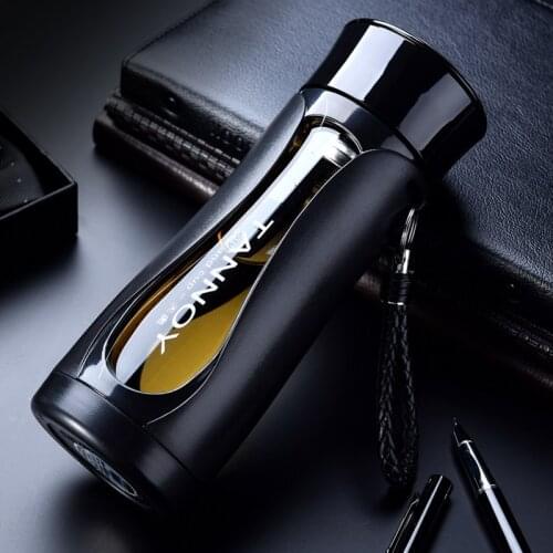 Glass double-layer heat-resistant creative with cover filter men and women anti-fall cups portable hand cup