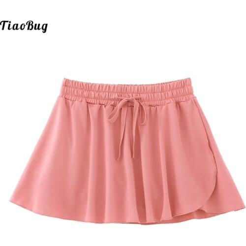 TiaoBug Summer Women Plus Size Pure Color Sport Yoga Skirt With Built-In Shorts Skirt For Running Gym Workout Fitness XL-5XL