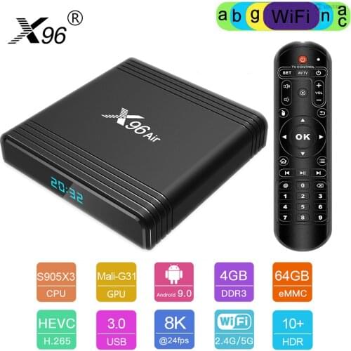 X96 Air Smart IP TV Box Android 9 X96Air Mini 4gb 32g/64g Amlogic S905X3 8Kx4K 2.4G/5G WIFI BT HDR Multimedia Player Set TV BOX
