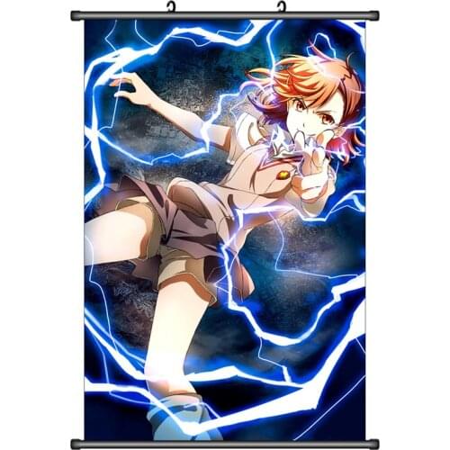 Japanese Anime Toaru Kagaku no Rerugan A Certain Scientific Railgun Misaka Mikoto Shirai Kuroko Home Decor Wall Scroll Poster