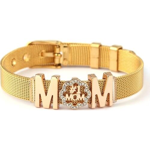 Yexcodes 2021 New AliExpress Cross-border Supply Lucky #1MOM Mother Bracelet, Keeper Stainless Steel Women Bracelet Gifts