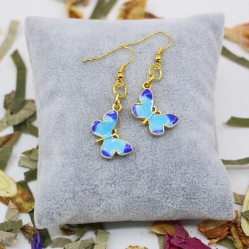 Gold-color cloisonne butterfly shape eardrop dangle for women enamel 11*16mm earrings gifts wholesale price diy jewelry B3017