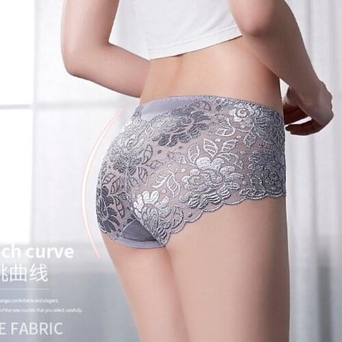 Womens Cotton Underwear Panties Sexy Lace Mid-Waist Hollow Female Briefs Hip Lift Underpants For Lady Plus Size Lingerie ssy10