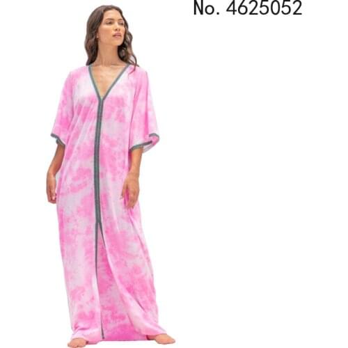 Summer Holiday Loose Robe Middle East Women V-Neck Short Sleeved Casual Print Dinner Party Swing Long Maxi Dresses