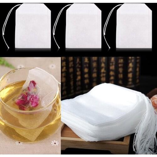 100Pc/Set Wholesale Disposable Tea bags Non-woven Fabrics Tea Infuser With String Heal Seal Filter Paper for Herb Loose Strainer