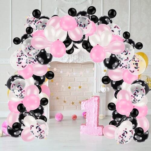 147pcs Black Pink Garland Arch Kit Polka Dot Latex Air Globos Baby Shower Wedding Birthday Theme Party Decorations Kids Toys
