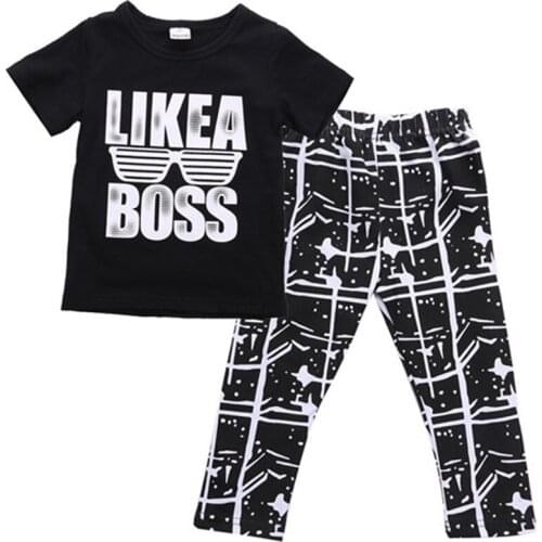 2pcs Casual Toddler Baby Boy Summer Outfits Clothes Tops T-shirt+Long Pants Set Toddler Boy Clothes Summer O-neck Short Sleeve