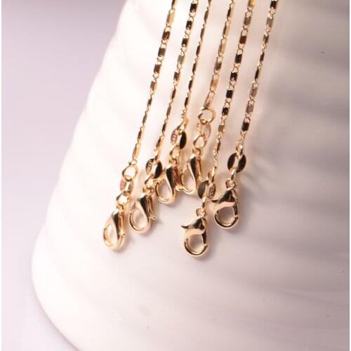 20pcs Bulk Wholesale 2mm Yellow Gold color Fashion Womens Trendy Flat Rolo Link Chains Necklace for Pendant 16-24"