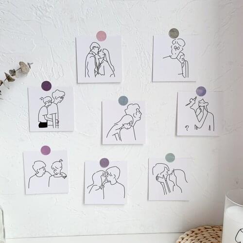 8 Sheets Sweet Couple Cards Bedroom Wall Decoration Hand Account Book Postcard Korean Ins Photo Props Non-sticky Stationery