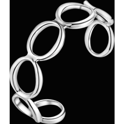 AB083 WholesalePretty Silver Plated Bracelets For Women Wholesale Free Shipping Charm Christmas Gifts Fashion Jeseven O Bangles