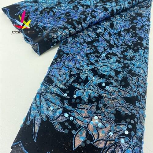 2021 Flocking Velvet Lace Fabric Emerald Mess French Aso-ebi Glitters Sequins inspired Wear for Occasions Celebrants