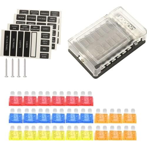 12-way RV Fuse Blocks Blade Fuse Box 12~32V Fuse Block Holder with LED Indicator Light Kit for Automotive Car Boat Marine Trike