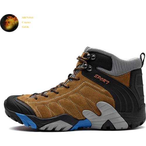New Winter With Fur Warm Hiking Shoes Men Comfortable Waterproof Mens Tactical Boots Outdoor High quality Rock Climbing Shoes